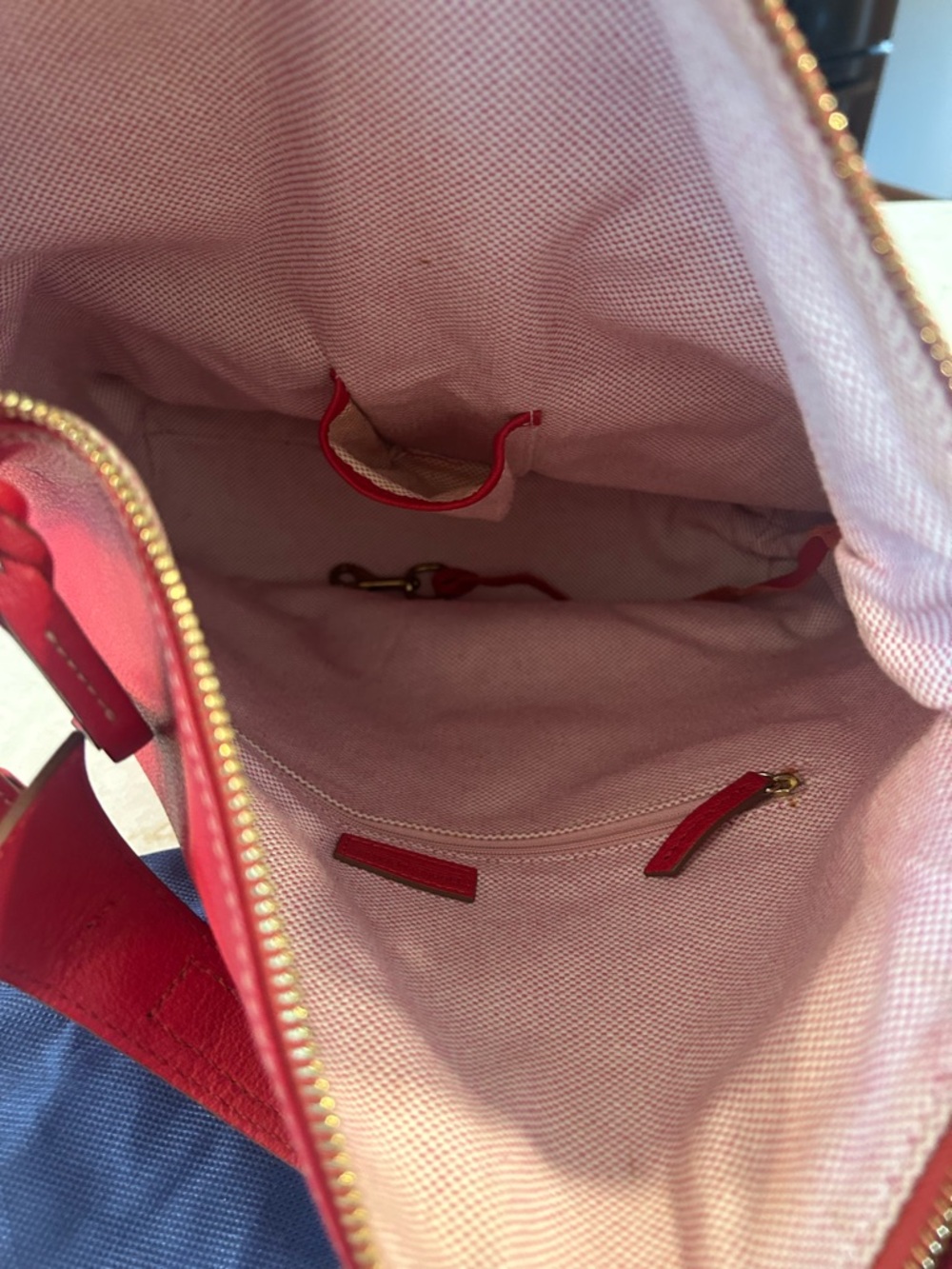 Dooney & Bourke Red Leather Shoulder Hobo with Gold Hardware With Dust Bag EUC - Picture 7 of 11